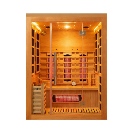 Rövia Aurora 3-Person Indoor Hybrid Sauna Room With Infrared And 4.5KW Steam Heater