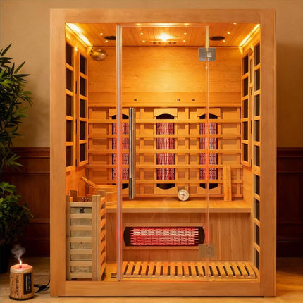 Rövia Aurora 3-Person Indoor Hybrid Sauna Room With Infrared And 4.5KW Steam Heater