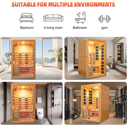 Rövia Aurora 3-Person Indoor Hybrid Sauna Room With Infrared And 4.5KW Steam Heater