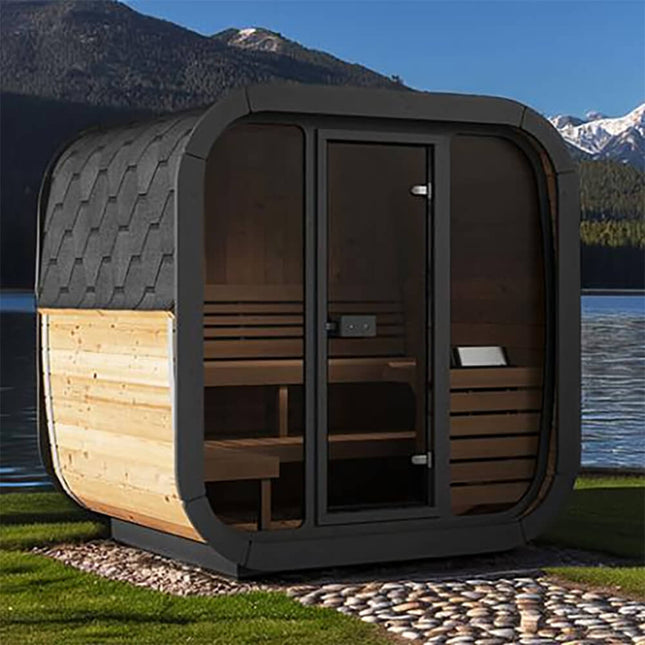 SaunaLife Model CL5G 4-Person Cube-Series Luxury Wooden Outdoor Home Sauna Kit [SL-MODELCL5G]