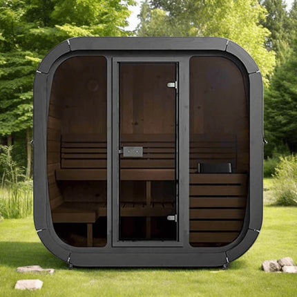 SaunaLife Model CL5G 4-Person Cube-Series Luxury Wooden Outdoor Home Sauna Kit [SL-MODELCL5G]
