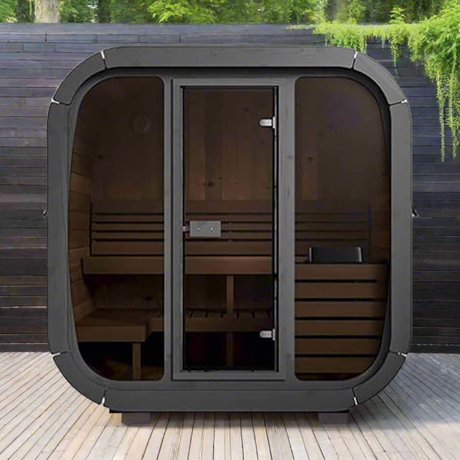 SaunaLife Model CL5G 4-Person Cube-Series Luxury Wooden Outdoor Home Sauna Kit [SL-MODELCL5G]
