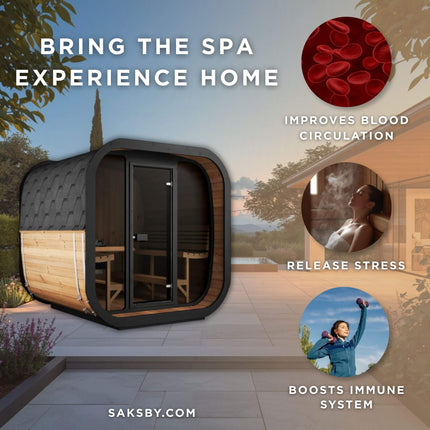 SaunaLife Model CL7G 6-Person Cube-Series Luxury Wooden Outdoor Home Sauna Kit [SL-MODELCL7G]