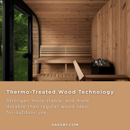 SaunaLife Model CL7G 6-Person Cube-Series Luxury Wooden Outdoor Home Sauna Kit [SL-MODELCL7G]