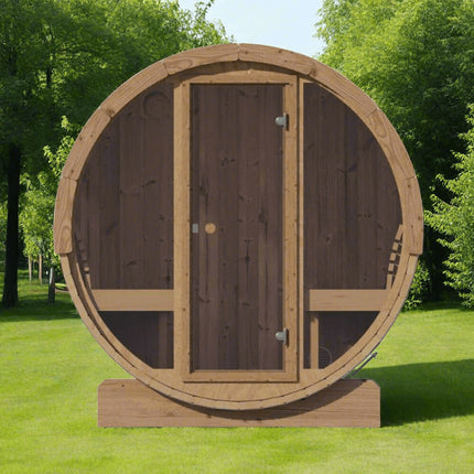 SaunaLife Model E8G Ergo Series 6-Person Outdoor Sauna Barrel With Tempered Glass Front [SL-MODELE8G]