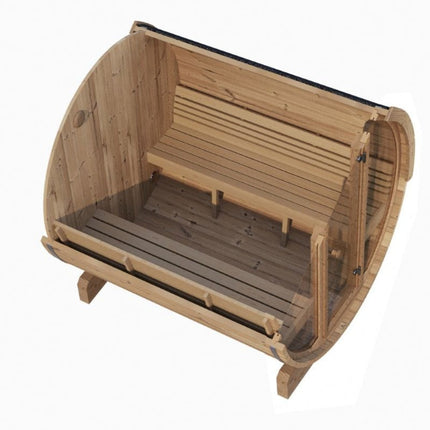 SaunaLife Model E8G Ergo Series 6-Person Outdoor Sauna Barrel With Tempered Glass Front [SL-MODELE8G]