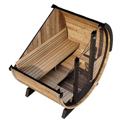 SaunaLife Model EE6G Ergo Series 4-Person Outdoor Sauna Barrel With Tempered Glass Front [SL-MODELEE6G]