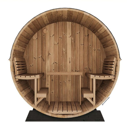 SaunaLife Model EE8G Ergo Series 6-Person Outdoor Sauna Barrel With Tempered Glass Front [SL-MODELEE8G]