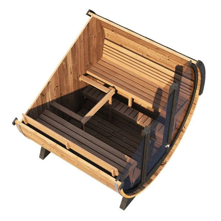 SaunaLife Model EE8G Ergo Series 6-Person Outdoor Sauna Barrel With Tempered Glass Front [SL-MODELEE8G]