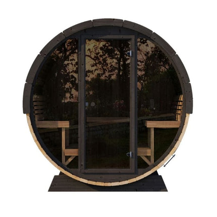 SaunaLife Model EE8G Ergo Series 6-Person Outdoor Sauna Barrel With Tempered Glass Front [SL-MODELEE8G]