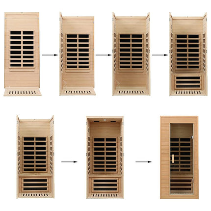 Thermora Elara Premium 1-Person Indoor Low EMF FAR Infrared Heat Hemlock Wood Personal Home Spa Sauna, 1200W