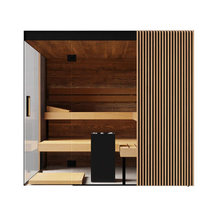 ThermaSol Aalto 4-Person Indoor Semi Panoramic Glass Sauna Cabin [Made-To-Order] [14-AALTODL\R]