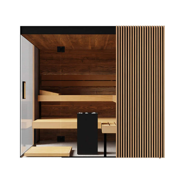 ThermaSol Aalto 4-Person Indoor Semi Panoramic Glass Sauna Cabin [Made-To-Order] [14-AALTODL\R]