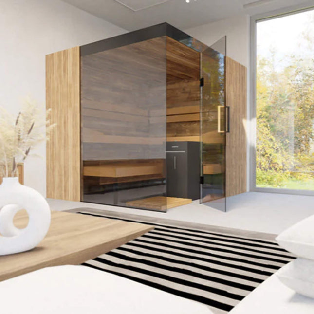 ThermaSol Aalto 4-Person Indoor Semi Panoramic Glass Sauna Cabin [Made-To-Order] [14-AALTODL\R]