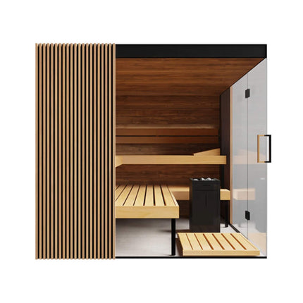 ThermaSol Aalto 4-Person Indoor Semi Panoramic Glass Sauna Cabin [Made-To-Order] [14-AALTODL\R]