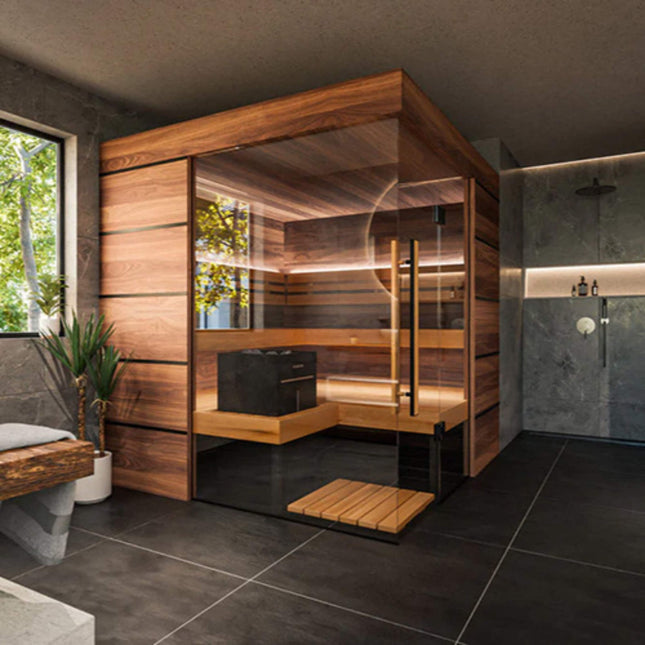 ThermaSol Astra 4-Person Indoor Semi Panoramic Glass Sauna Cabin [Made-To-Order] [14-ASTRADL\R]