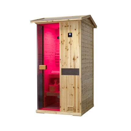 Thermora Nova 1-Person Outdoor Weather-Resistant Traditional Wooden Steam Sauna Room