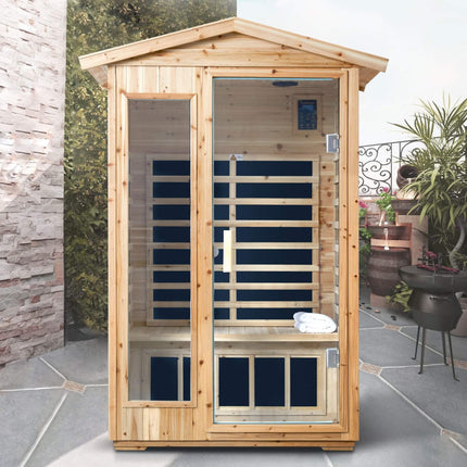Thermora Vexa 2-Person Outdoor Infrared Sauna With Bluetooth Audio And LED Lighting