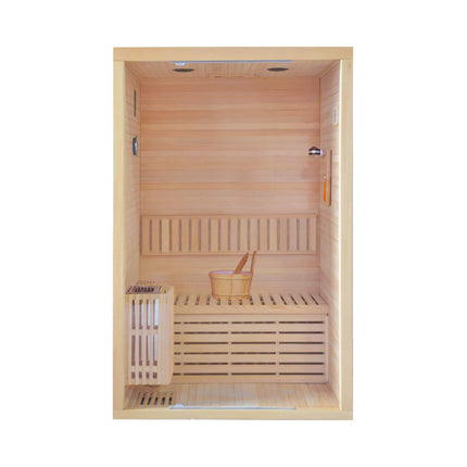 Thermora Alpine Premium 2-Person 3KW Hemlock Wood Sauna With LED Wall Light