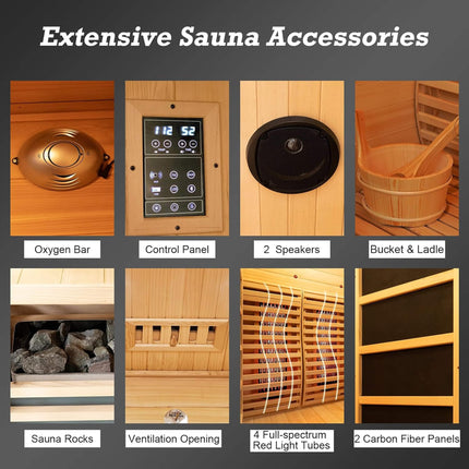 Rövia Luma 2-Person Indoor Hybrid Sauna Room With Infrared And 3.5KW Steam Heater