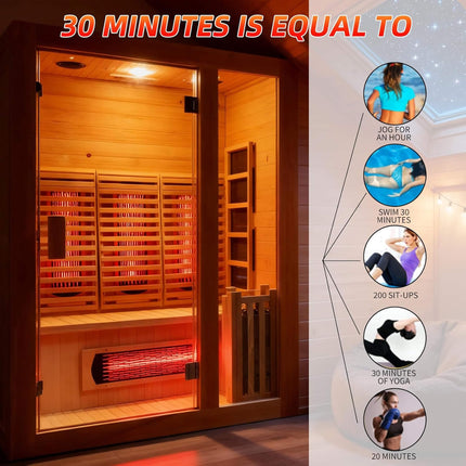 Rövia Luma 2-Person Indoor Hybrid Sauna Room With Infrared And 3.5KW Steam Heater